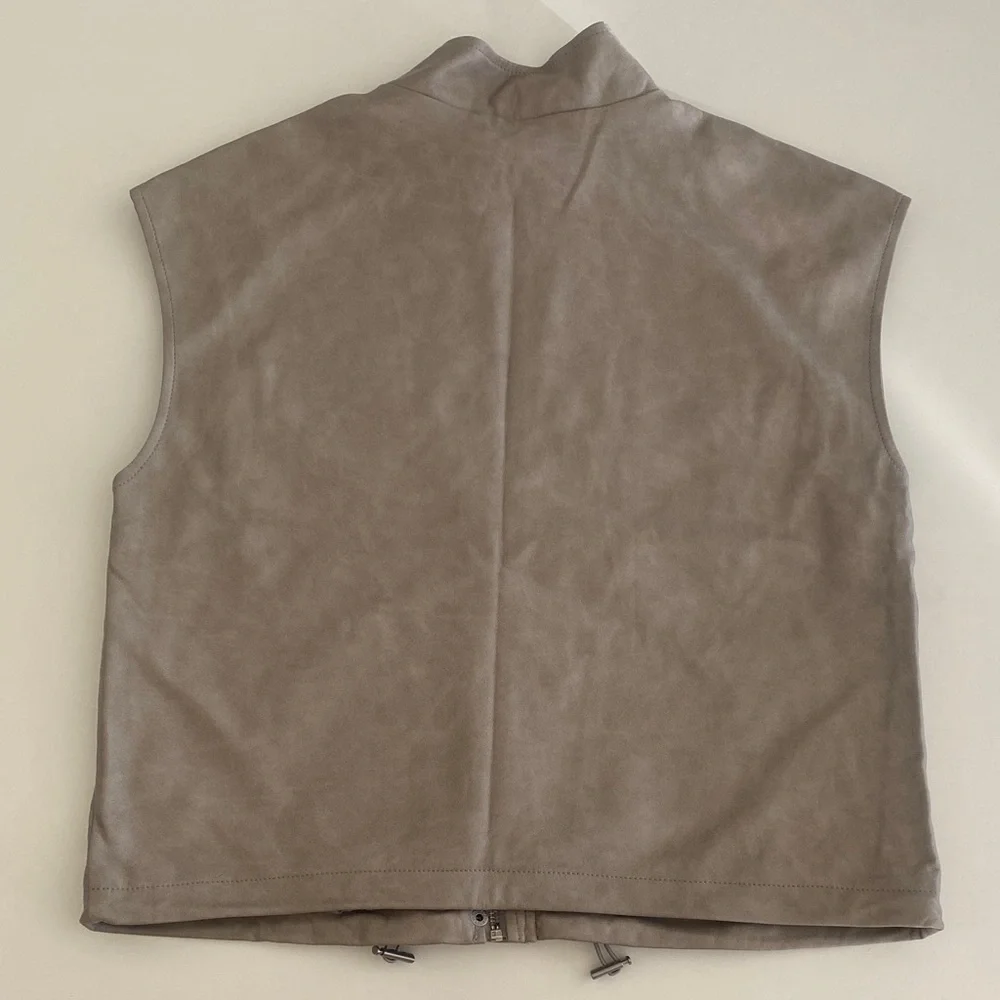 Women’s Grey Faux Leather Vest - Picture 2 of 4